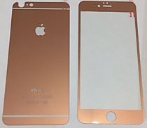 Цветные защитные стекло для iPhone 6 Plus/6S Plus розовые перед+зад (комплект)