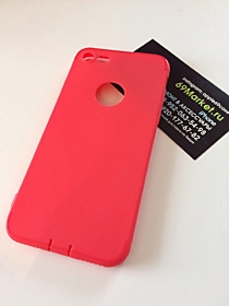 Силиконовый красный чехол для Iphone 7/8/SE2020 с вырезом под яблоко