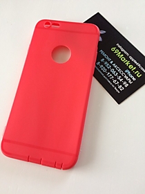 Силиконовый красный чехол для Iphone 6/6S с вырезом под яблоко