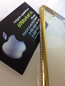 Силиконовый чехол со стразами по всему бамперу для iPhone7/8/SE2020, золотой