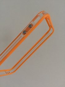 Силиконовый бампер для iPhone 4/4S с прозрачным корпусом (оранжевый)  