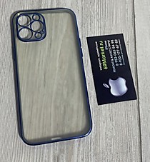 Чехол силиконовый прозрачный с синим бампером для Iphone 12Pro max