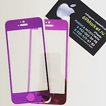 Фиолетовое защитное стекло для iPhone 4/4S перед