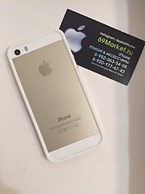 Силиконовый бампер для iPhone 5/5S белый с прозрачными боками  