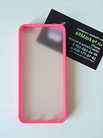 Матовый пластиковый чехол с мягким розовым бампером для iPhone 5C