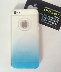 Силиконовый чехол с микроблестками и омбре для iPhone 5/5S