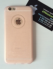 Силиконовый чехол для iPhone 6/6S c микроблестками розовый