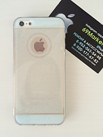 Силиконовый чехол для iPhone 5/5S/SE прозрачный голубой