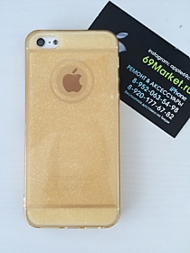 Силиконовый чехол для iPhone 5/5S/SE прозрачный золотой