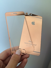 Розовое зеркальное защитное стекло для iPhone 6/6S (зад) 