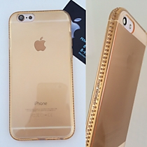 Силиконовый чехол со стразами по всему бамперу для iPhone 6/6S, золотой