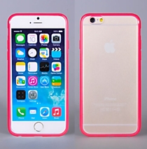 Пластиковый полупрозрачный чехол с розовым бампером для iPhone 6
