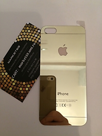 Золотое зеркальное закаленное стекло для iPhone 5/5S зад