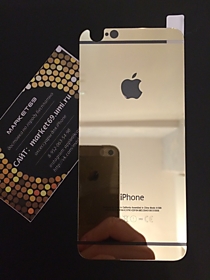 Золотые зеркальные защитные стекла (зад) для iPhone 6