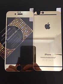 Золотые зеркальные защитные стекла (перед + зад) для iPhone 6
