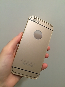 Пластиковый чехол с металлическим бампером (2в1) золотой для iPhone 6