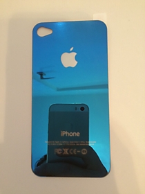 Синее защитное стекло для iPhone 4/4S зад
