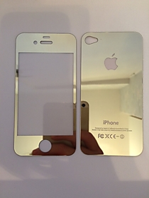 Золотое защитное стекло для iPhone 4/4S перед+зад