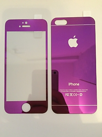 Фиолетовое зеркальное защитное стекло для iPhone 6 (перед+зад)