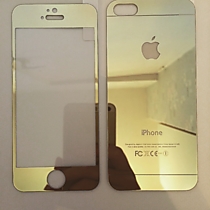 Золотые зеркальные защитные стекла (перед+зад) для iPhone 5/5S
