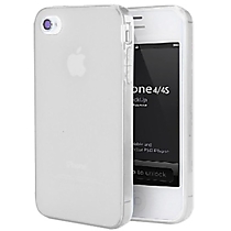 Силиконовый полупрозрачный матовый чехол для iPhone 4/4S белый