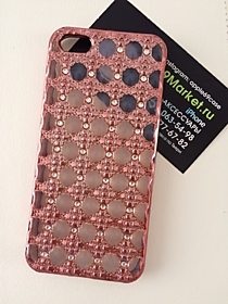Силиконовый чехол для Iphone 5/5s/5se со стразами розовый