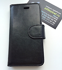 Кожаный чехол-книжка для iPhone 5/5S/SE, черный