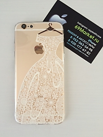 Силиконовый чехол для iPhone 6/6S Кружевное белое платье